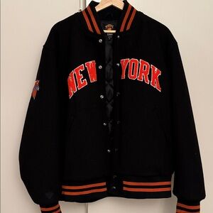 Black and Orange New York Varsity Jacket
